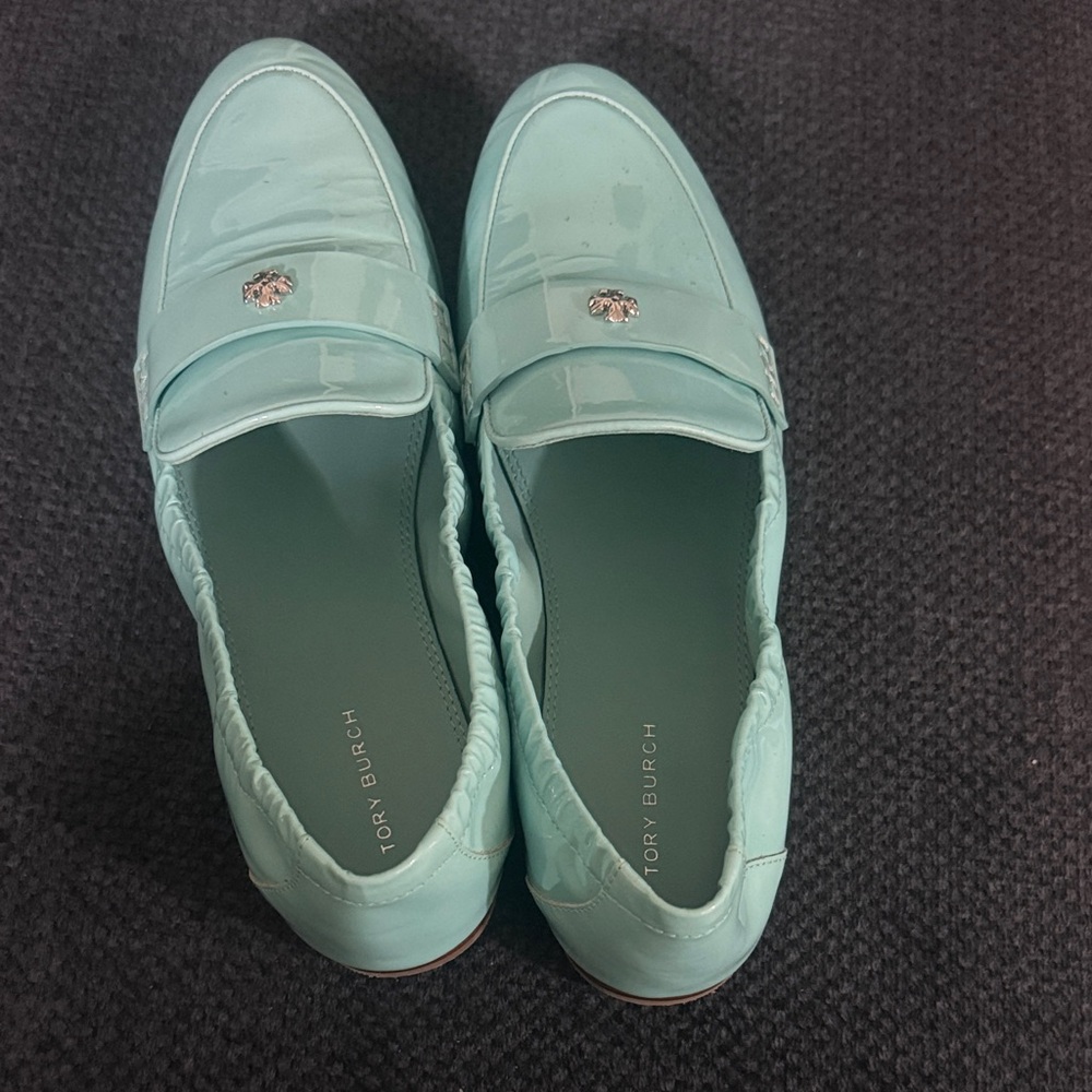 Tory Burch Light Blue Patent Loafers